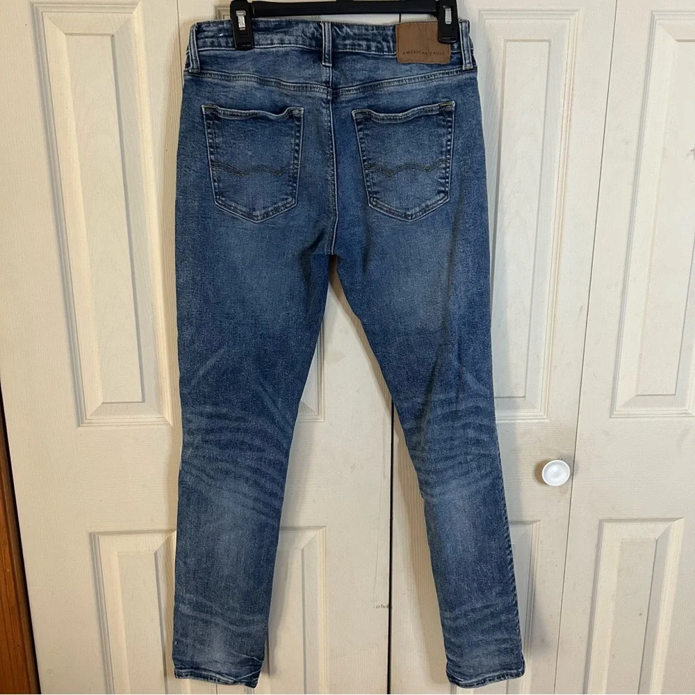American Eagle AirFlex Distressed Blue Jeans - Picture 3 of 9